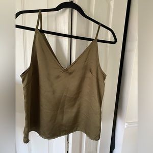 Khaki green satin top from dynamite